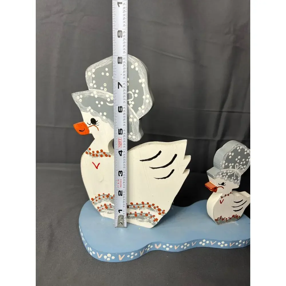 Cottage Core Wooden Duck Decor Hand Painted